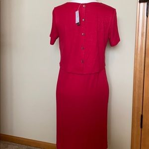 J Jill red button back dress size small petite NWT